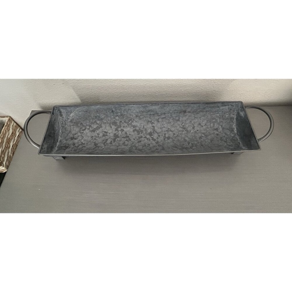 Galvanized 27" Metal Trough Planter Farmhouse Rustic Tabletop Decor Ranch Farm - Picture 7 of 12